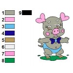 Animal Baby Pig Embroidery Design